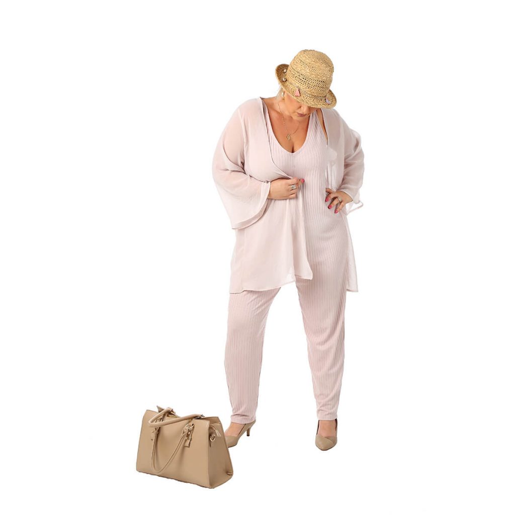 ribs fabric jumpsuit (narrow pants)