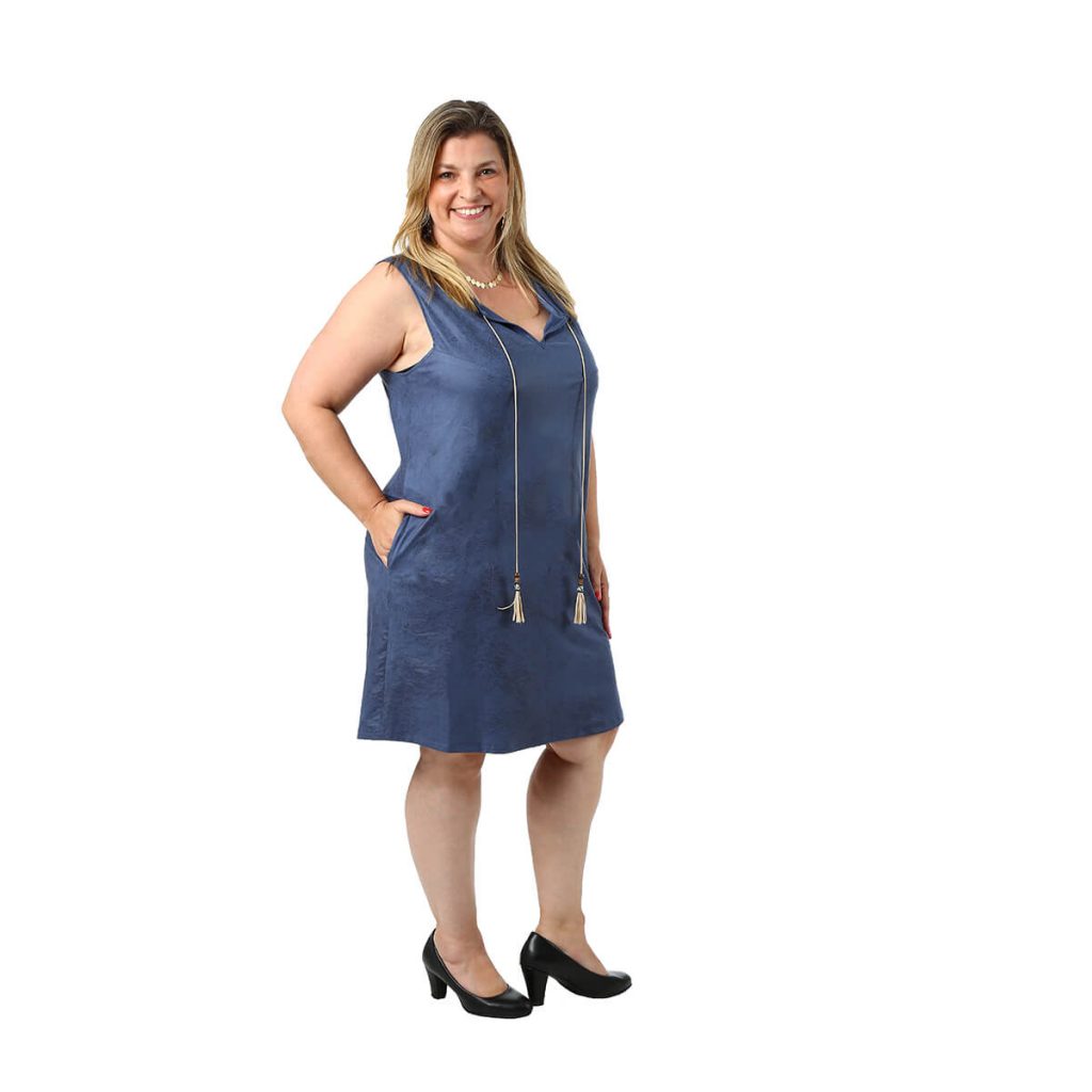 Blue Leather-Like Dress